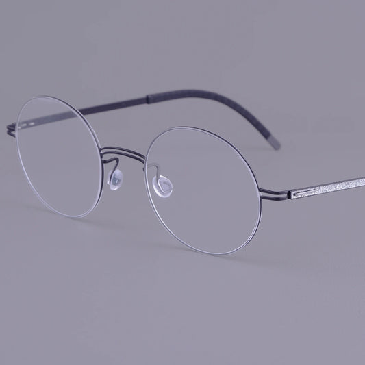 Round Screwless Pure Titanium Eyeglasses Frame