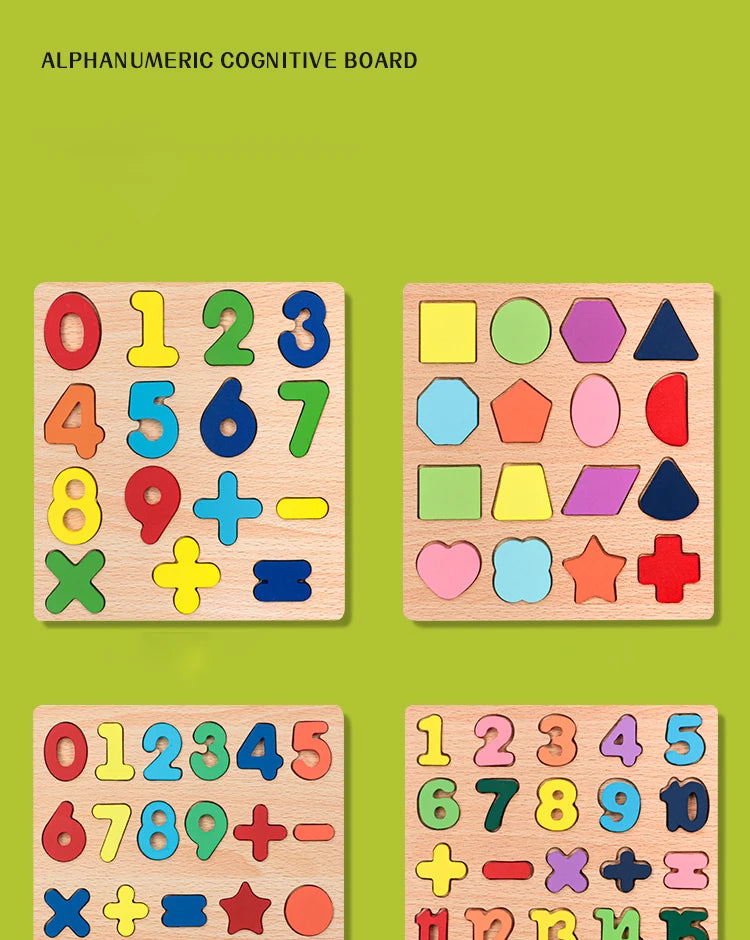 Wooden Alphabet and Number Learning Puzzle Board
