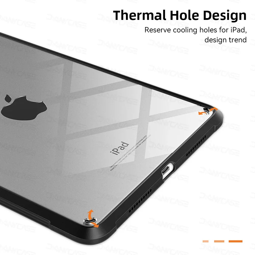 For iPad Pro 11 Case 10.2 9/8/7th Generation 9.7 5/6th Air 4/5 10.9 10.5 10th 10.9 mini 4 5 6 Silicon Transparent Cover Funda