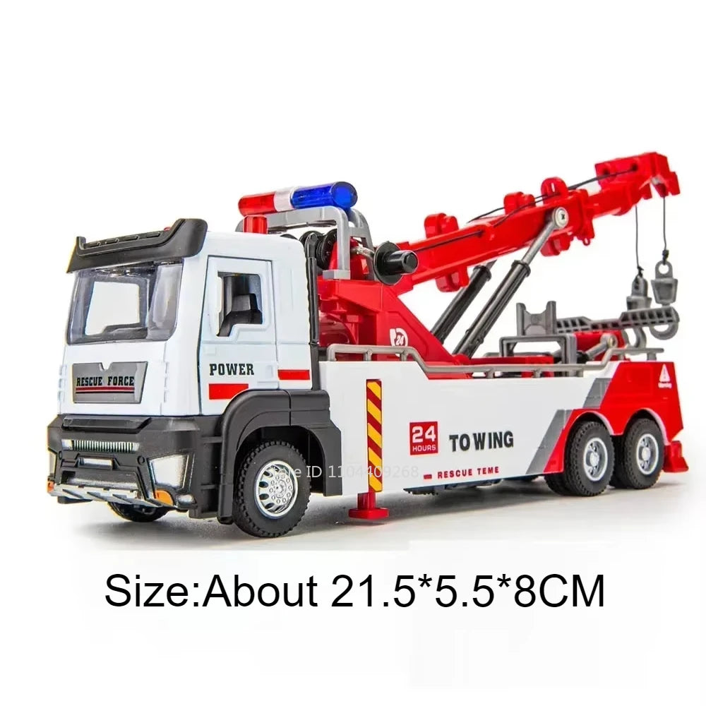 1:32 Double Hook Obstacle Clearing Car Garbage Truck Model Toy Metal Diecast Pull Back Engineering Vehicle Models Boys Gifts