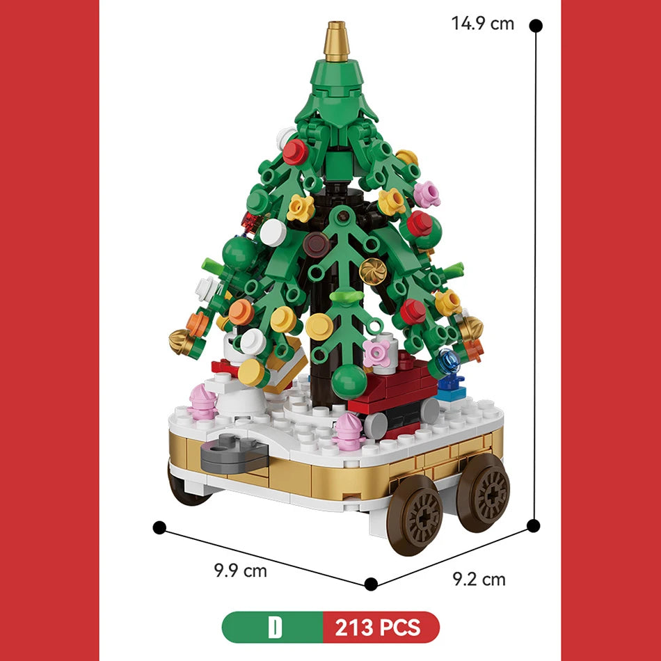 Merry Christmas Train Santa Claus Sleigh Carriage Christmas Tree Building Blocks Assembly Bricks Toys 's Xmas Gifts