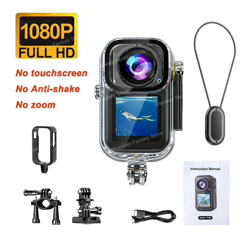 4K Action Camera with Dual Screen Image Stabilization Waterproof Sports Body Camera for Helmet Cycling Vlog