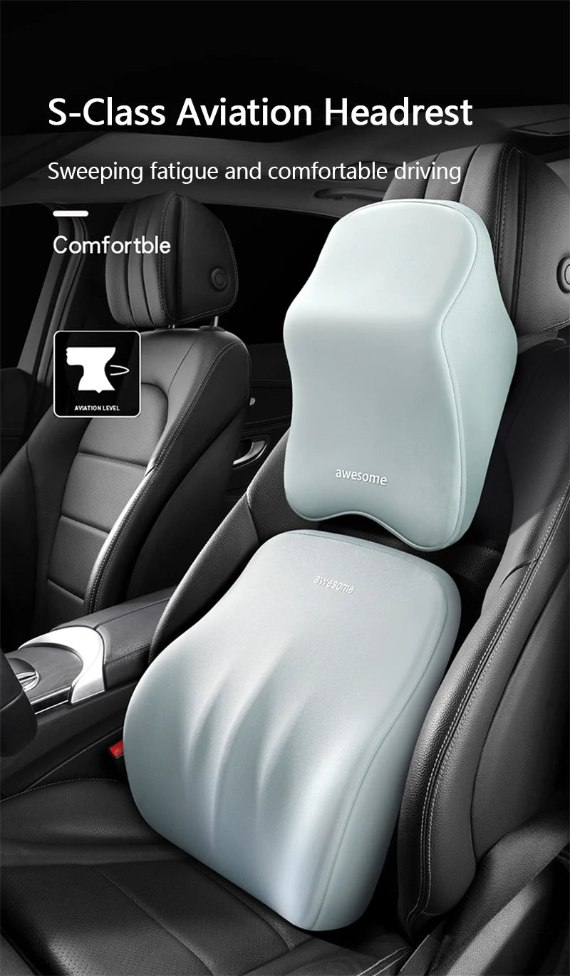Car Lumbar Back Support Headrest Neck Pillow Memory Foam Lumbar Pillow Universal Soft Neck Pillows Cushion Car Supplies