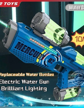 Summer Fully Automatic Electric Water Gun with Light Rechargeable Continuous Firing Party Game Kids Space Splashing Toy