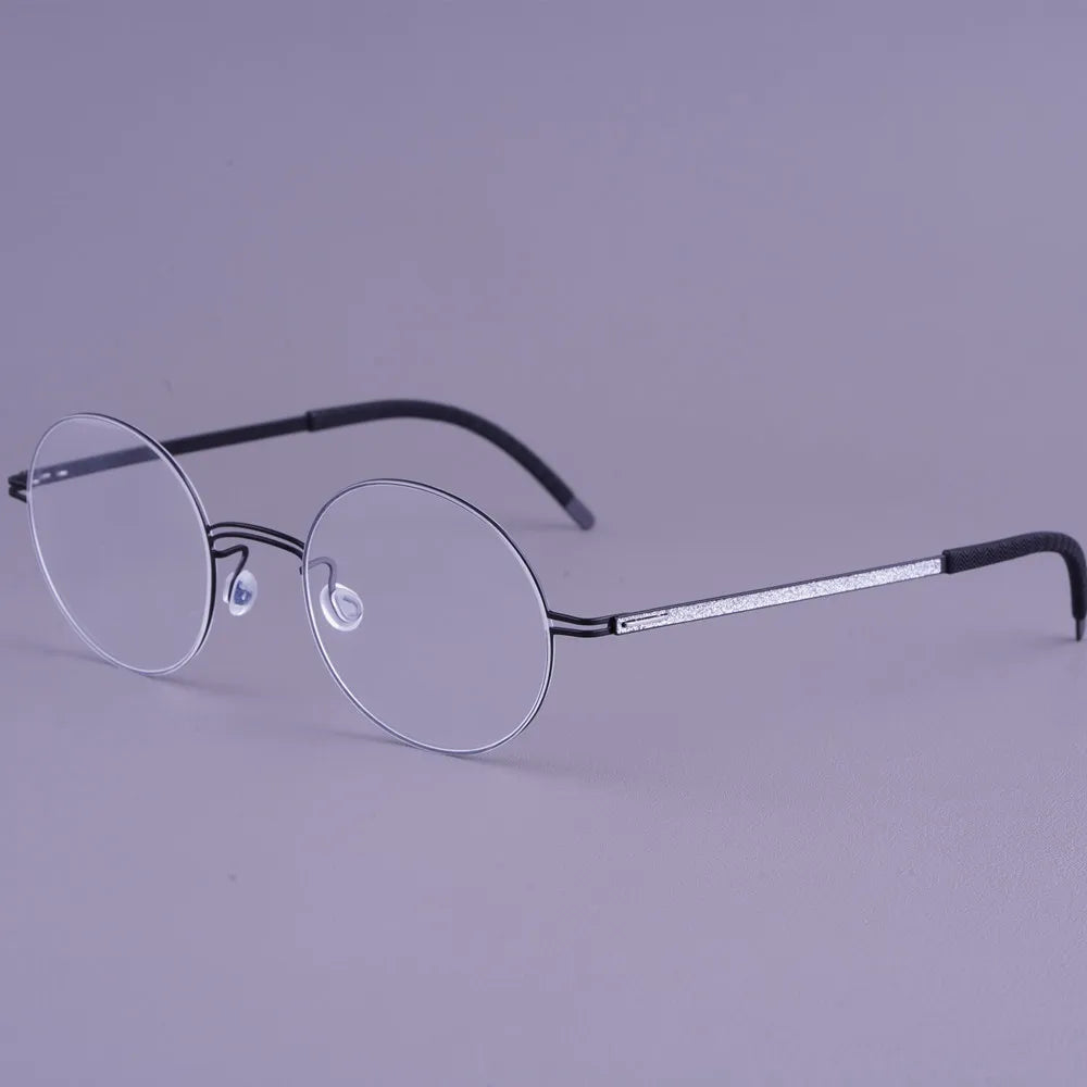Round Screwless Pure Titanium Eyeglasses Frame