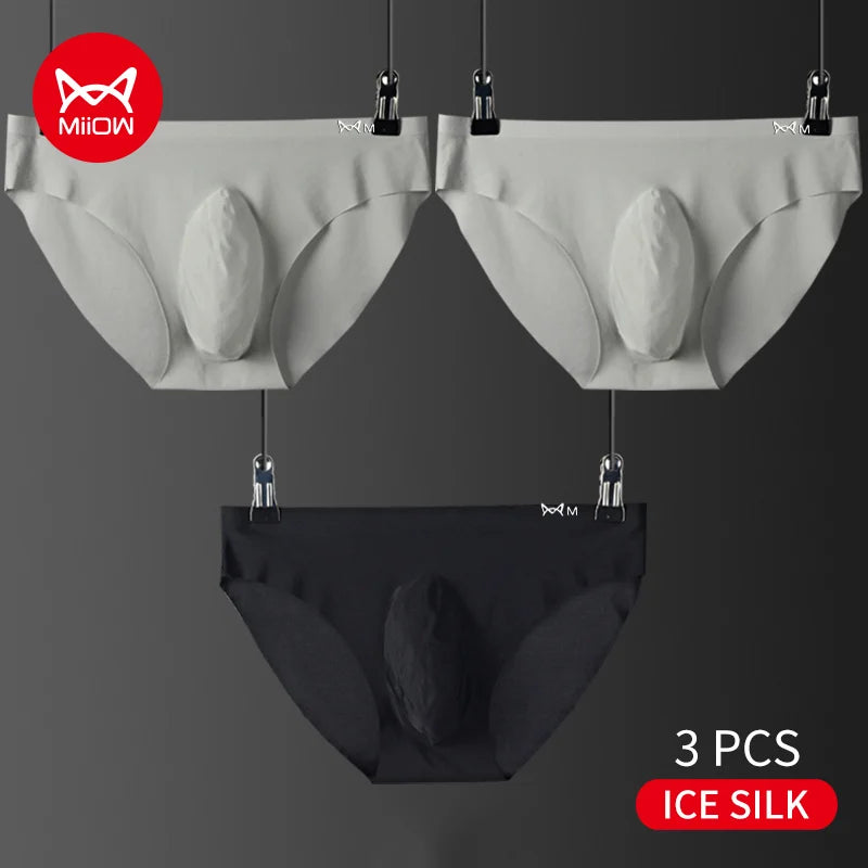 3-Pack Men’s Ice Silk Graphene Briefs – Antibacterial, Seamless, Mid-Waist & Breathable