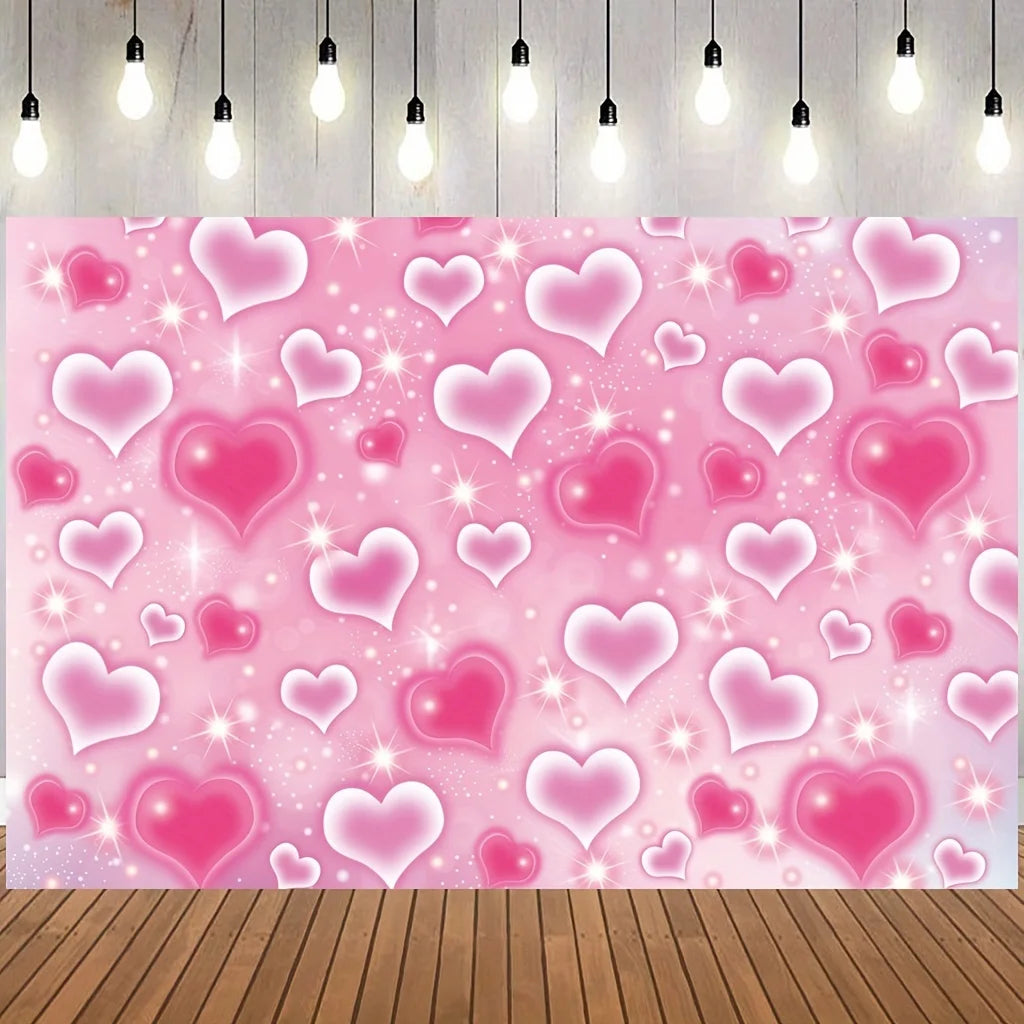 Pink Love Star Tapestry Gradient Heart shaped Bedroom Background Wall Couple Romantic Party Room Decoration