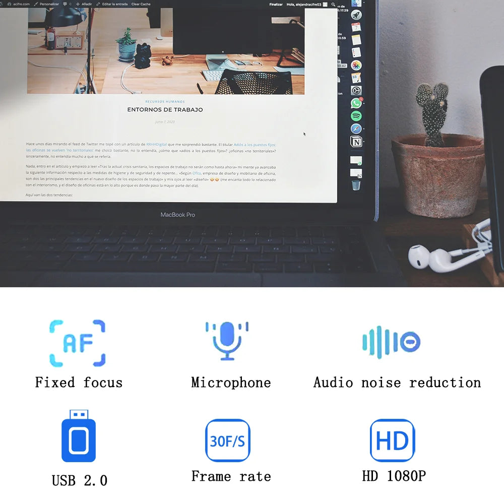 Webcam 1080P Web Cam for Pc Drive-free USB Rotatable Camera with Microphone for Desktop Computer for Video Calling Conference