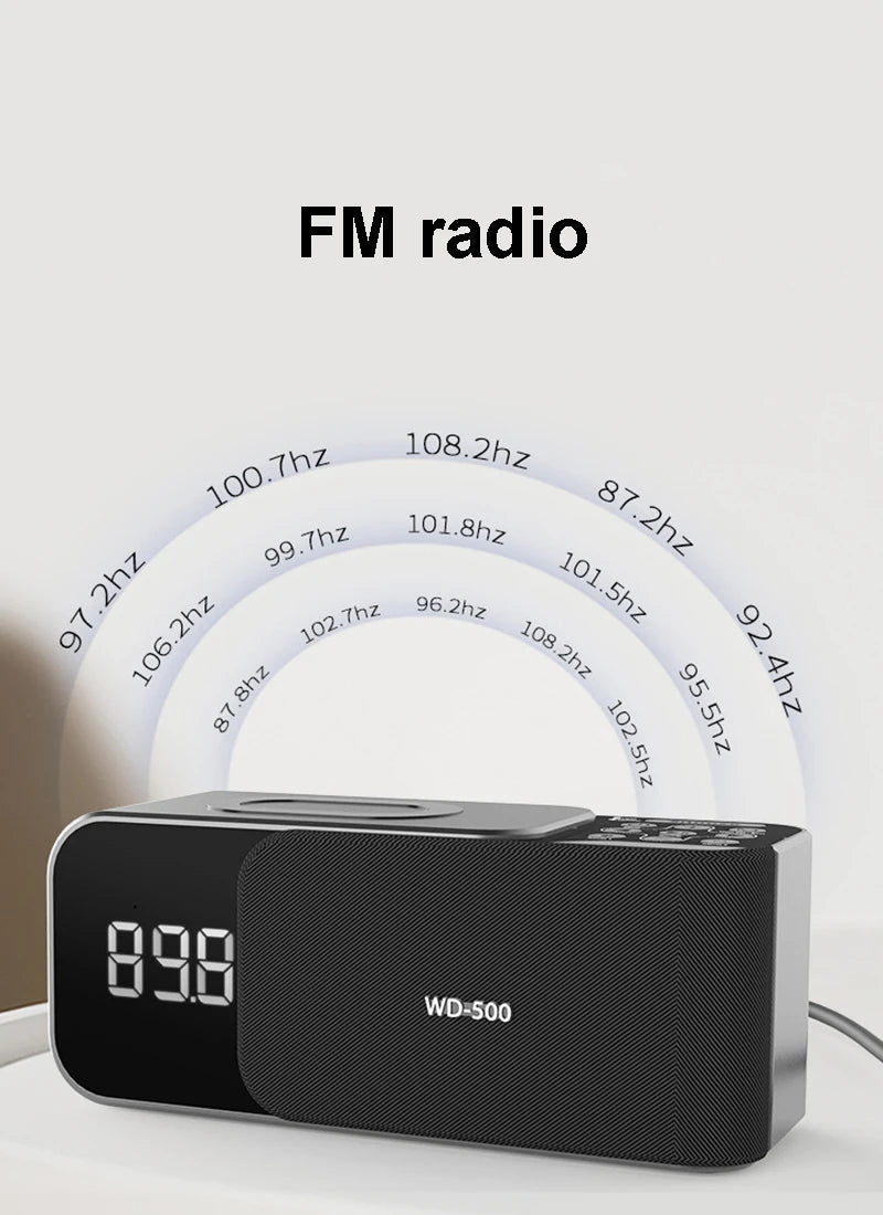 15W wireless charging Dual alarm clock home Bluetooth speaker with night light Bluetooth subwoofer temperature display FM/TF/AUX