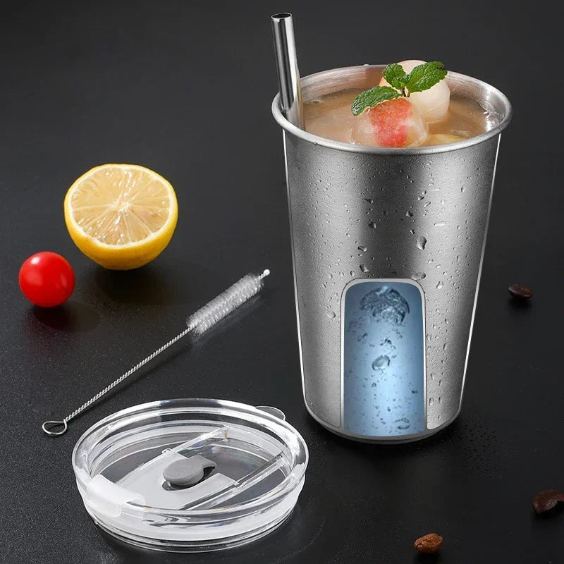 Stainless Steel Quick Cooling Mug Portable Freeze Cup with Lid Fast Chill for Beer Juice Cold Drinks Large Capacity Home Car Use