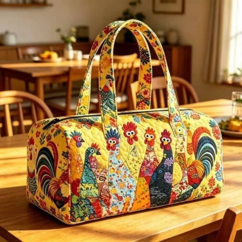 Cute Dachshund Dog Print Quilted Duffel Bag Rainbow Striped Pet Lover Travel Lightweight Polyester Weekender Bag for Women Girls