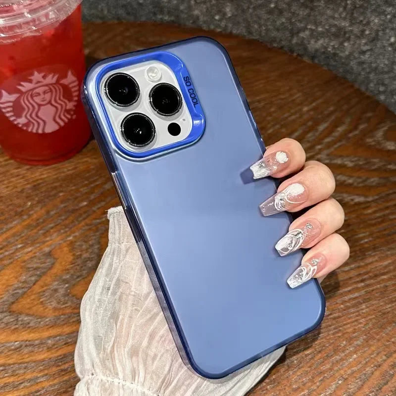 Luxury Matte Anti-drop Armour Phone Case for iPhone 17 16 15 14 Pro Max Air Lens protect Cover