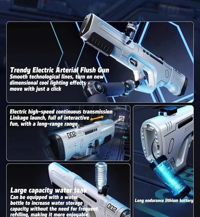 Fully Automatic Pulse Electric Water Gun with Fire Spray Effect Large Capacity Water Blaster
