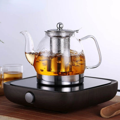 Electromagnetic Furnace Kettle Glass Flower Teapot Heat Resistant Glass Teapot With Infuser Induction Gas Stove Teapot