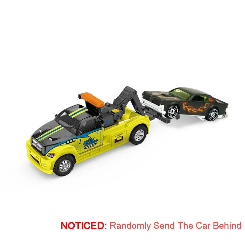 Scale 1:64 Container Alloy Trailer Model Toy Car Diecast Metal Movable Joint Pull Back Rescue Engineering Vehicles Gifts for