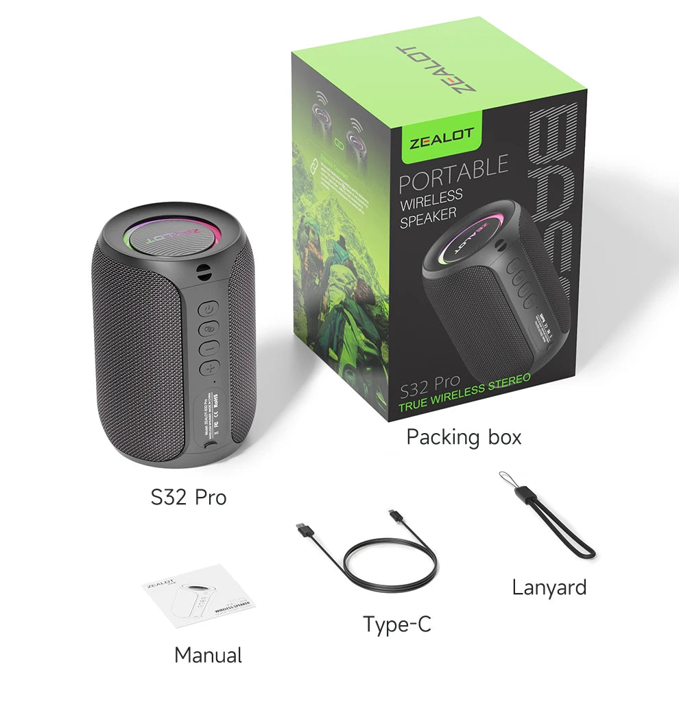 Powerful Bluetooth Speaker, Bass Wireless, LED Light, Outdoor Speakers, Subwoofer, Waterproof Sound Box Support