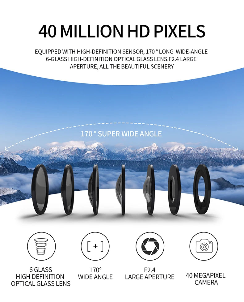 4K 60FPS Mini Action Camera Wifi Outdoor Sport Anti Shake 170° Wide Angle Waterproof Camera Pro Bike Motorcycle Helmet Body Cam