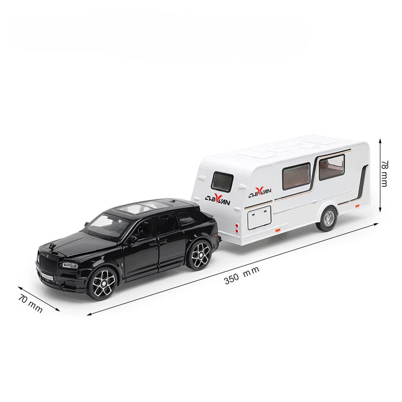 1/32 Rolls Royce Cullinan RV Car Model Alloy Diecast Off-road Vehicle Toy With Sound and Light Camping Car Model  For Boys Gifts