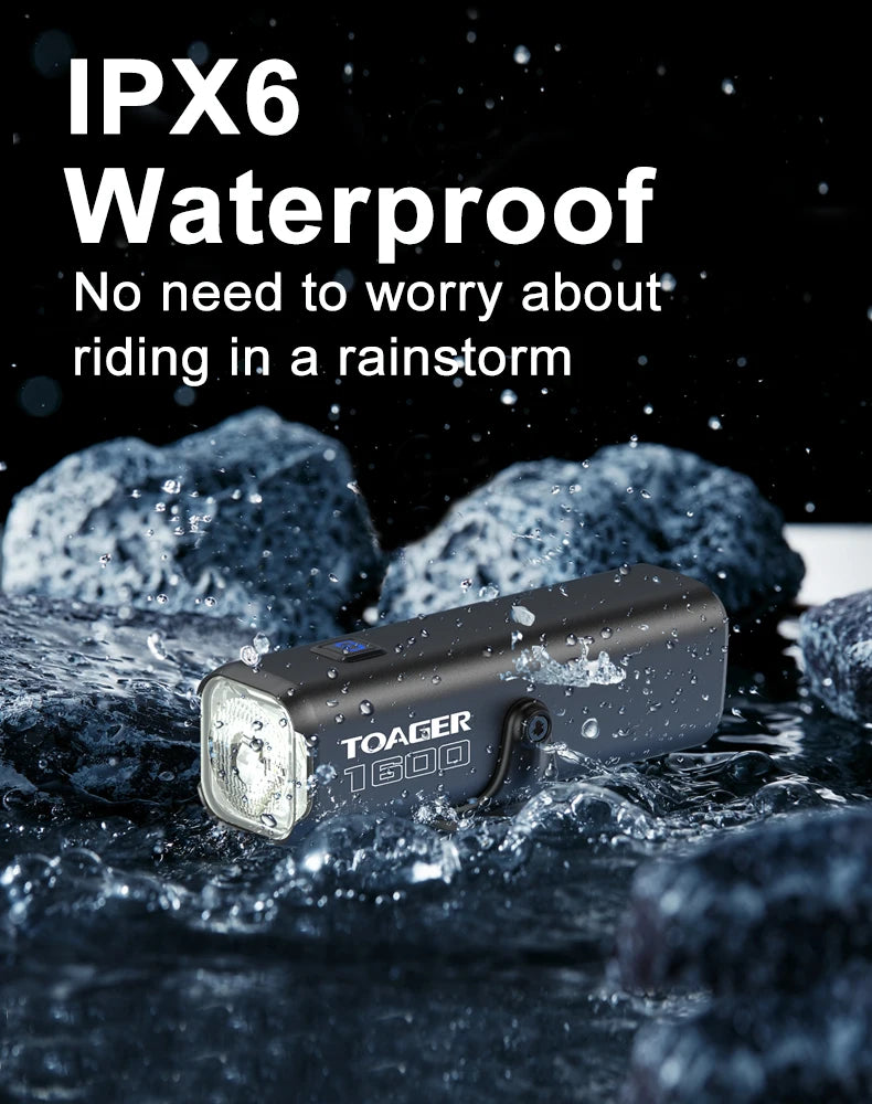 1600LM Bike Light Front Lamp TypeC Rechargeable LED 21700 5000mAh Bicycle Light Waterproof Headlight Bike Accessories