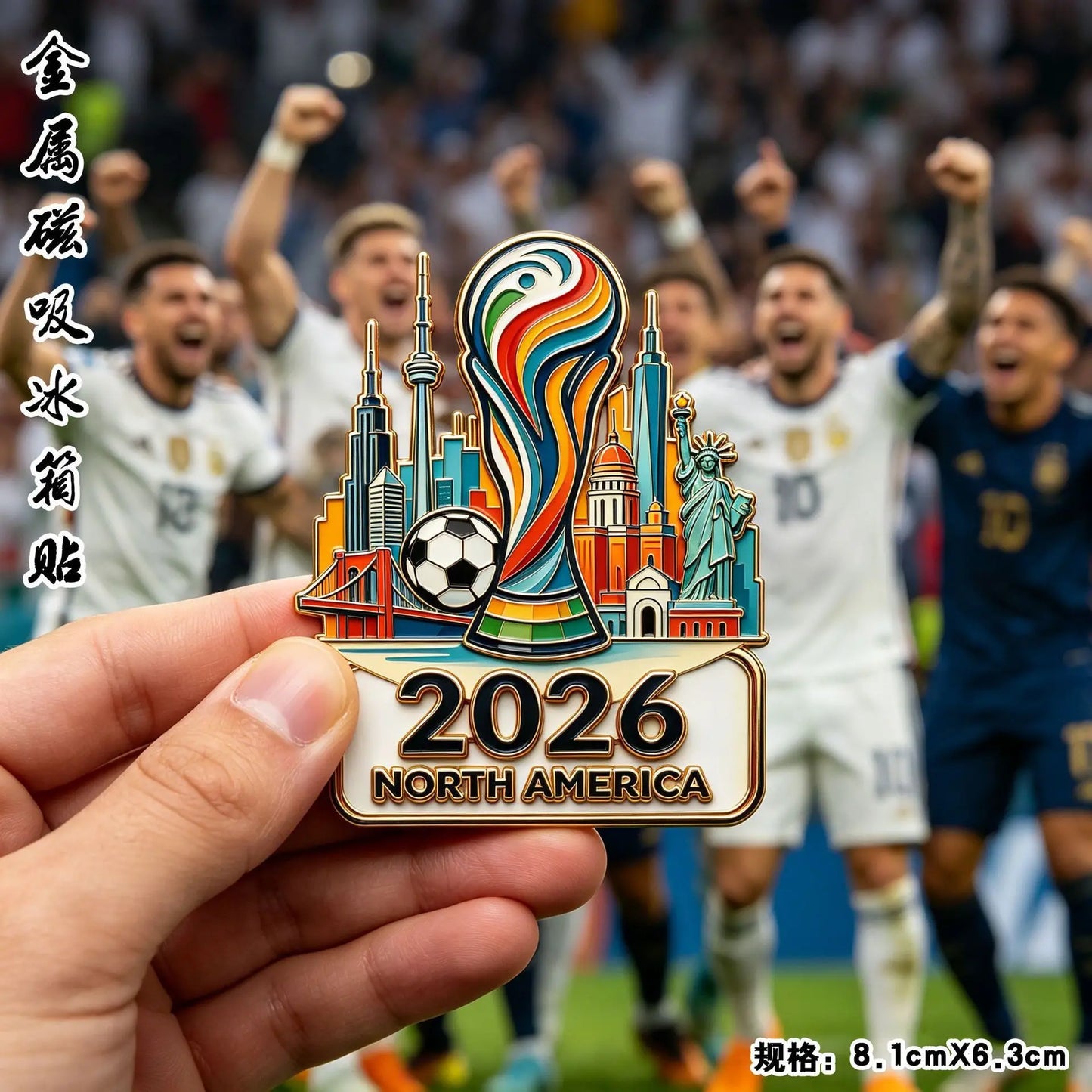 2026 Football Metal Fridge Magnet Soccer Fan Souvenir Home Decor