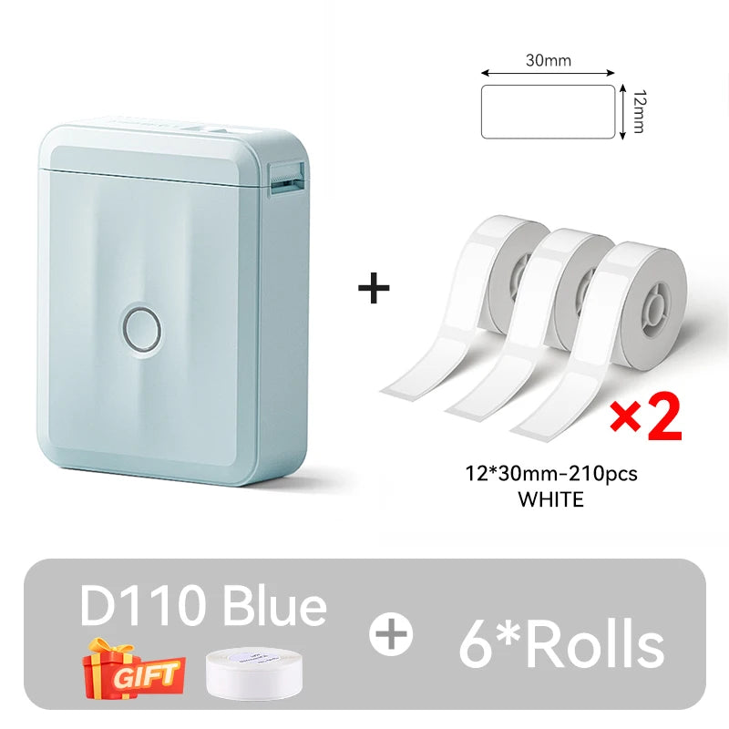 D110 Mini Thermal Label Printer, Bluetooth Portable Pocket Sticker Maker 12–15mm Inkless Label Printer for Home Organization