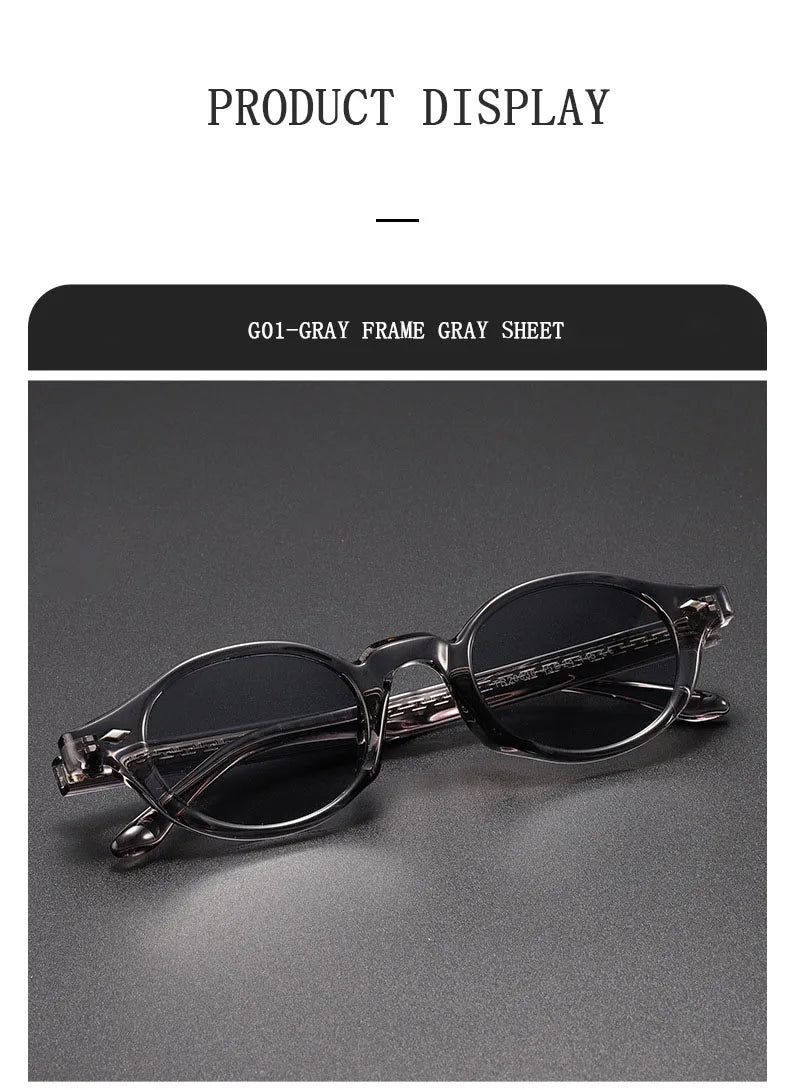 Vintage Oval Acetate Sunglasses With UV400 Protection