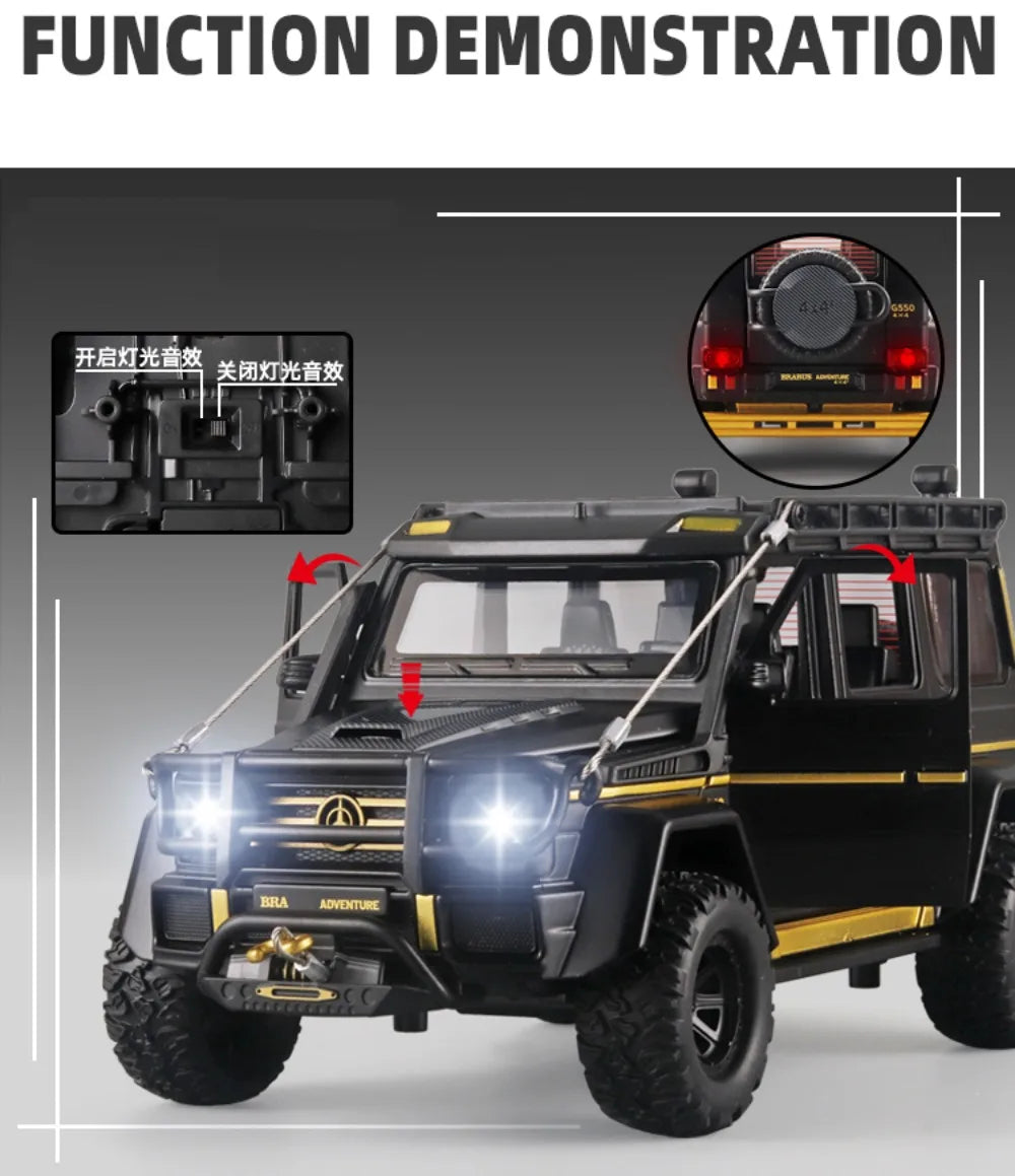 1:24 Alloy Diecast Toy Car Model G550 4X4 Adventure Edition Off Road Vehicle Model with Sound Light SUV Toy