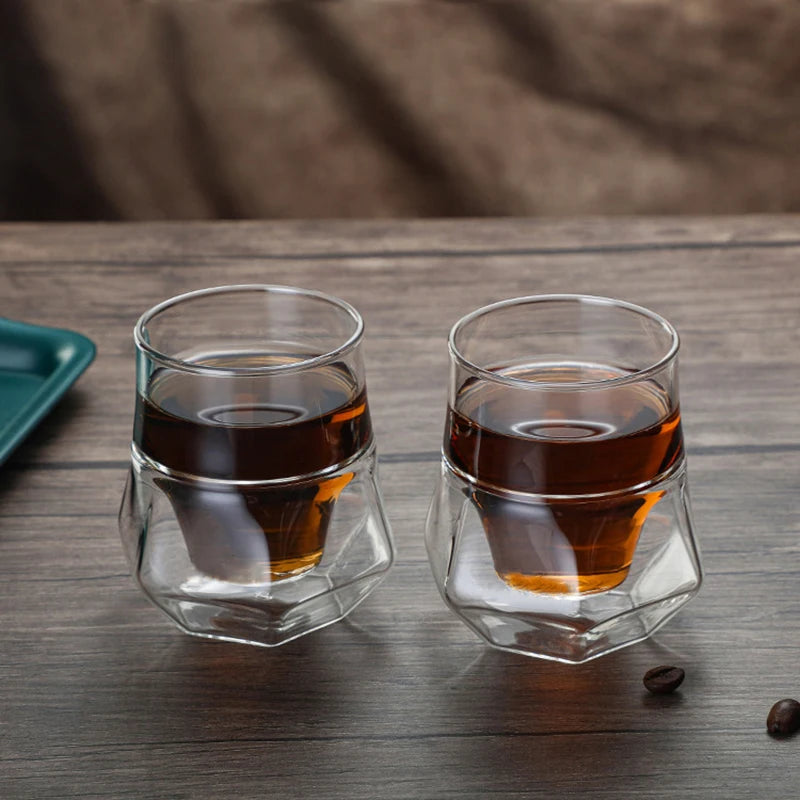 130ml Double Walled Glass Cup Hanging Ear Espresso Coffee Cup Clear Anti-scalding Teacup Party Brandy Wine Mug