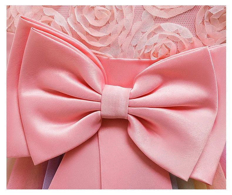 Princess Girl Dress Wedding Birthday Party Frocks for Children Costume With Bow Prom Ball Gown Elegant Party Dress For Girls