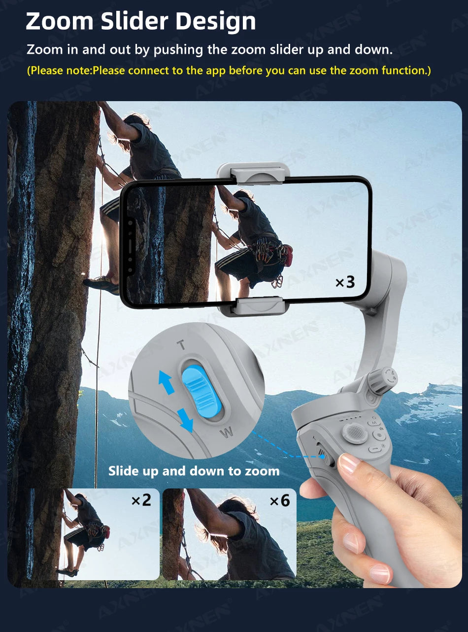HQ6 3-Axis Gimbal Handheld Stabilizer for Cellphone, with Fill Light, Face Tracking, for iPhone Android Video Recording
