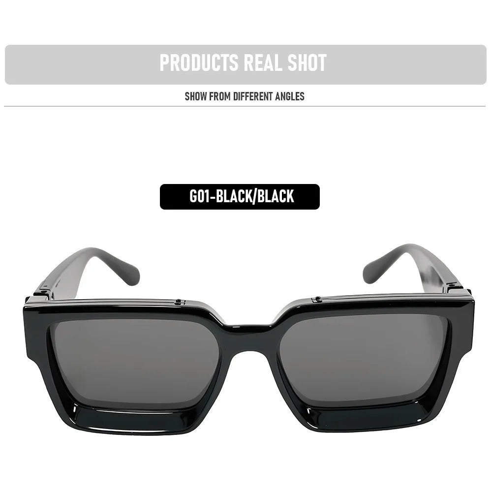 Vintage Square Thick Frame Sunglasses With UV400 Protection
