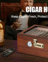 Cigar Humidor Cedar Wood Humidor Cigar Box Glass Top Desktop Humidor with Front Hygrometer Humidifier Divider Accessories Drawer