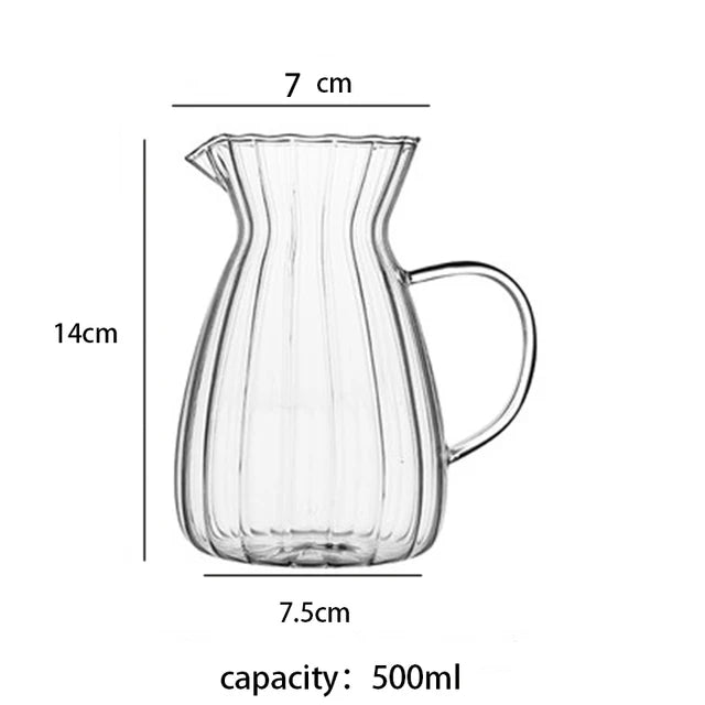 75-500ml Stripe Milk Jug Heat-resistant Glass Cup With Handle Coffee Milk Tea Separator Fair Cup Home Cafe Drinkware Gift