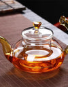 Heat Resistant Clear Glass Tea Pot with Infuser 300ml 600ml Color Warped Handle Glass Teapot Flower Puer Tea Infuser Pot Tea Set