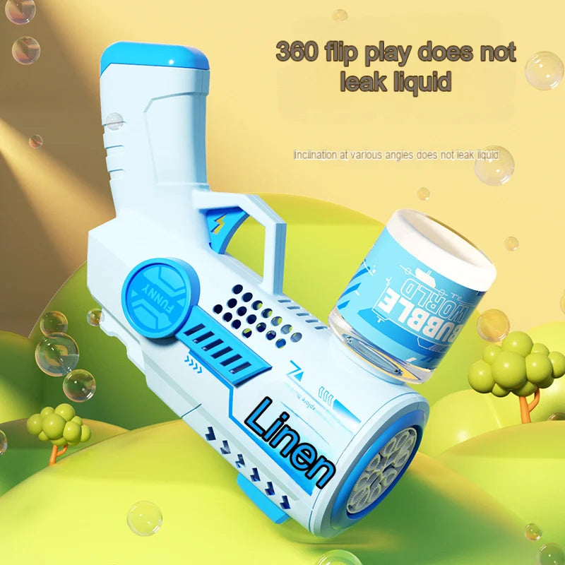 Electric Automatic Led Light Bubble Machine Bubbles Gun Summer Beach Bath