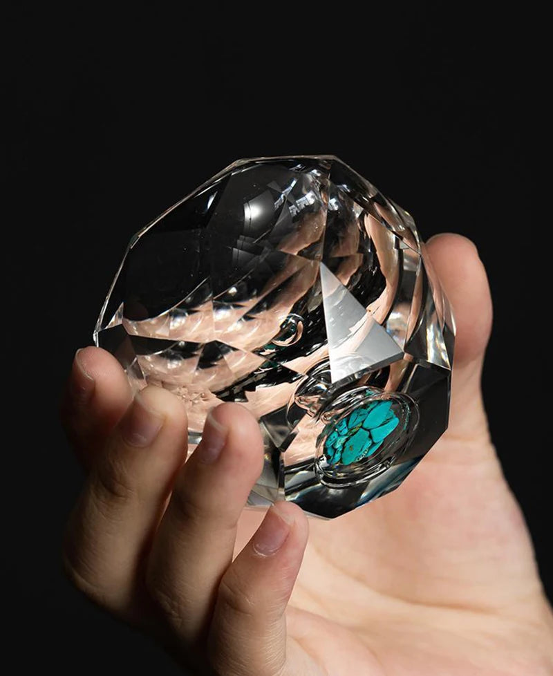 Diamond Cutting Crystal Liquor Glasses Set With Wine Dispenser Vodka Shot Glass Wine Glasses Whiskey Spirits Sake Brandy Teacup