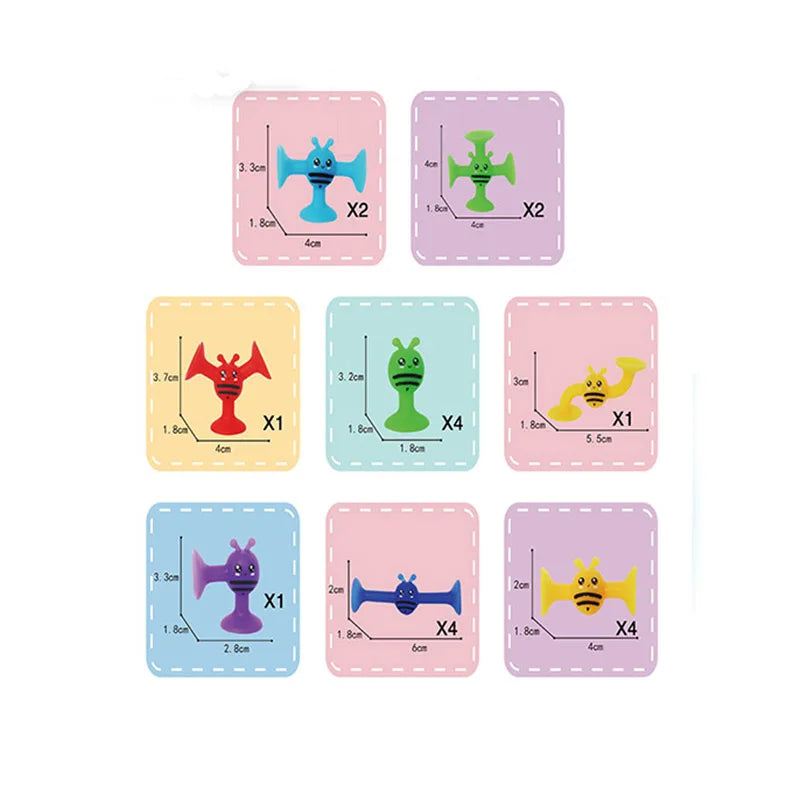 Soft Silicone Building Blocks Toy Animals Shape Suction Cup Bath Toys Parent- Interactive Games Stress Relief Toys