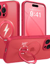 360° Rotatable Stand Case for iPhone 16 Pro Max Camera Lens Drop Protection Shockproof Slim Magnetic MagSafe Phone Case Pink