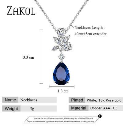 Water Drop Cubic Zirconia Pendant Necklace