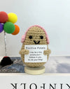 3 Pcs Funny Positive Crochet Sunshine Doll Desktop Ornament Handmade Cheer Emotional Support Positive Sun with Card Home Party Decor