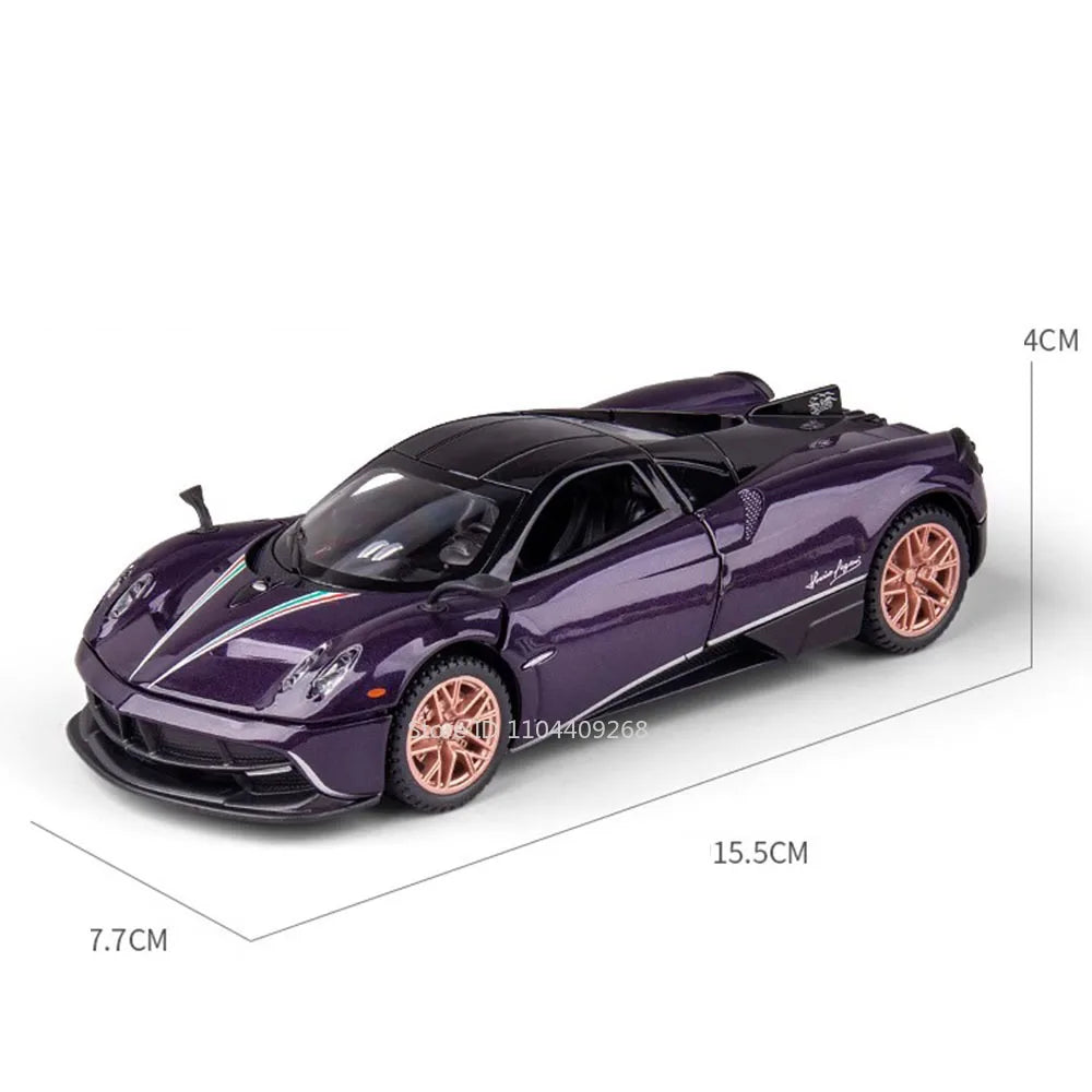 1:32 Scale Pagani Dinastia Huayra BC Car Model Toy Sound Light Gull Wing Door Alloy Diecast Supercar Models Boys Gifts