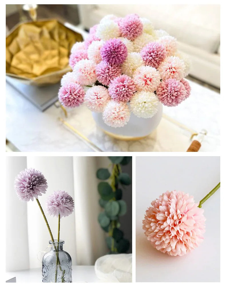 5pcs Artificial Hydrangea Flowers Bouquet for Home Flower Arrangement Decoration Wedding Table Christmas Decoration Dandelion