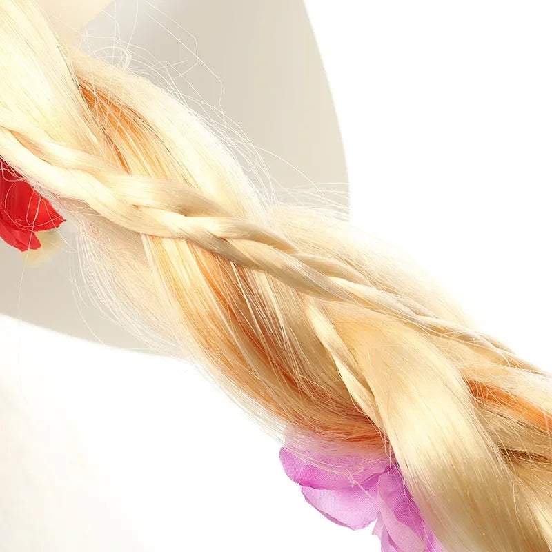 Girls Long Blonde Rapunzel Wigs For Kids Princess Woman Costume Cosplay Fairytale Ball Braid Wigs For Halloween Christmas Party