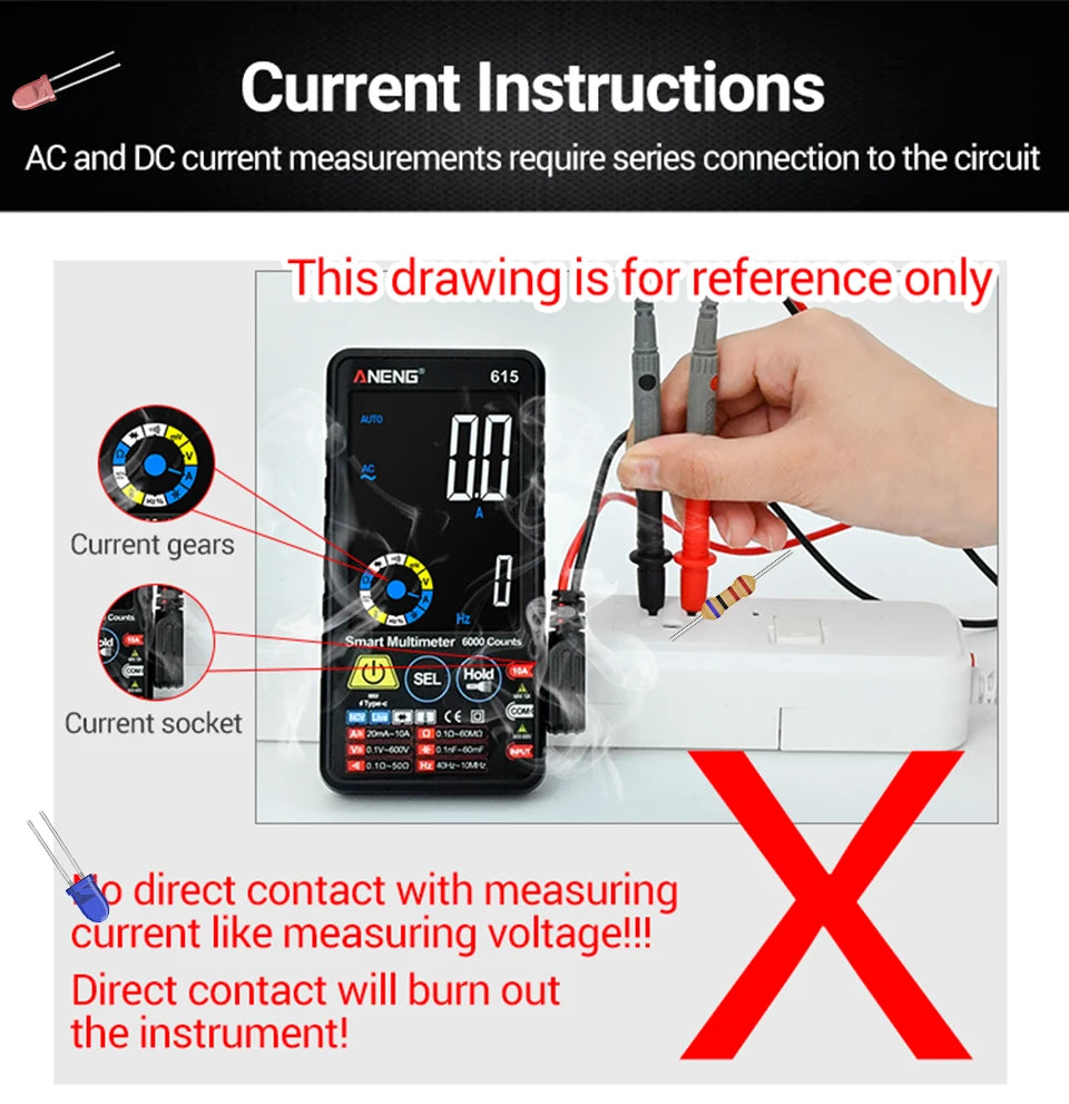 Multimeter Smart Touch Multi tester AC/DC Current Voltage Tester 6000 Counts NCV Meter Battery Charging Instrument Tool