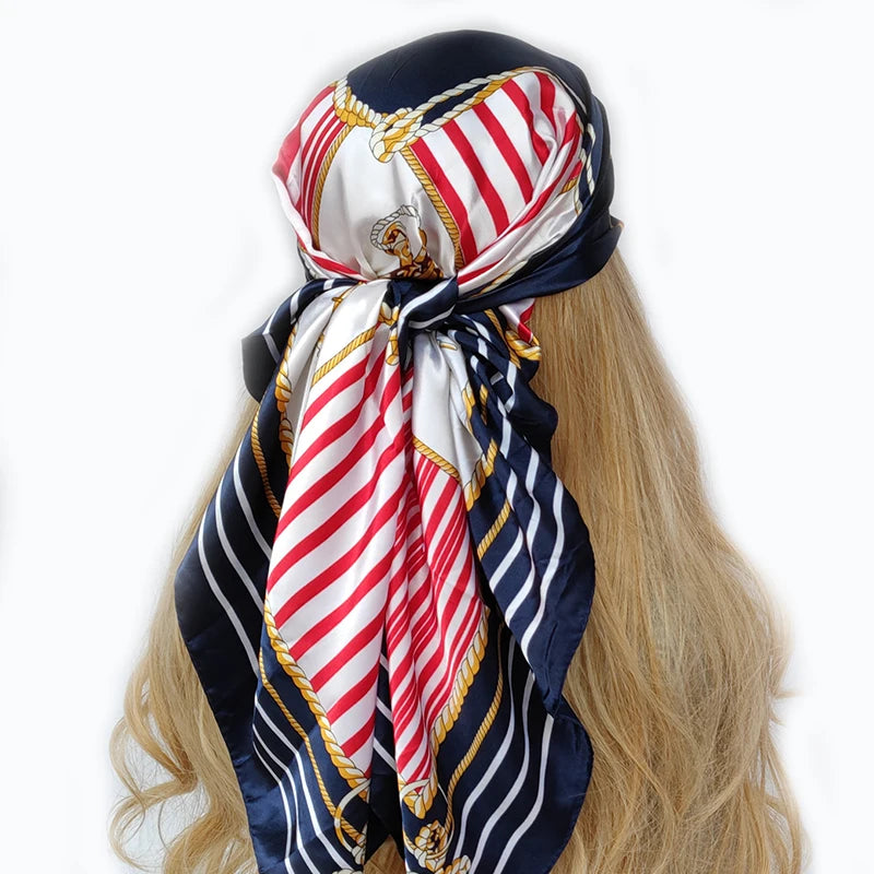 Retro Women Silk Scarf Bandanna Fashion Bohemian Pattern Square Hijab Lady Wrap Headband foulard muffler