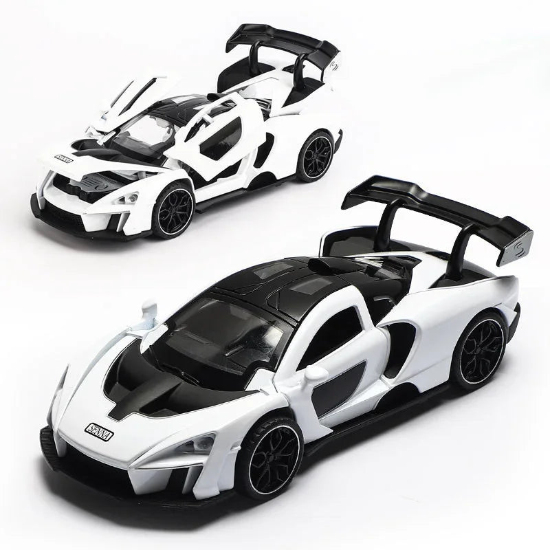 1/32 Diecasting Alloy Senna Sports Car Models Toys Simulation Vehicles with Sound Light Pull Back Supercar Toys