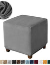 1PC Stretch Square Ottoman Stool Covers Super Soft Velvet stool Cover Elastic All-inclusive Footrest Slipcovers for Living Room