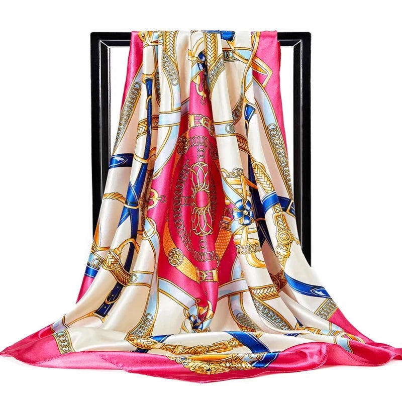 Scarves For Women Print Silk Satin Head Scarf Female Luxury Brand Square Shawl Large Hijab Scarfs