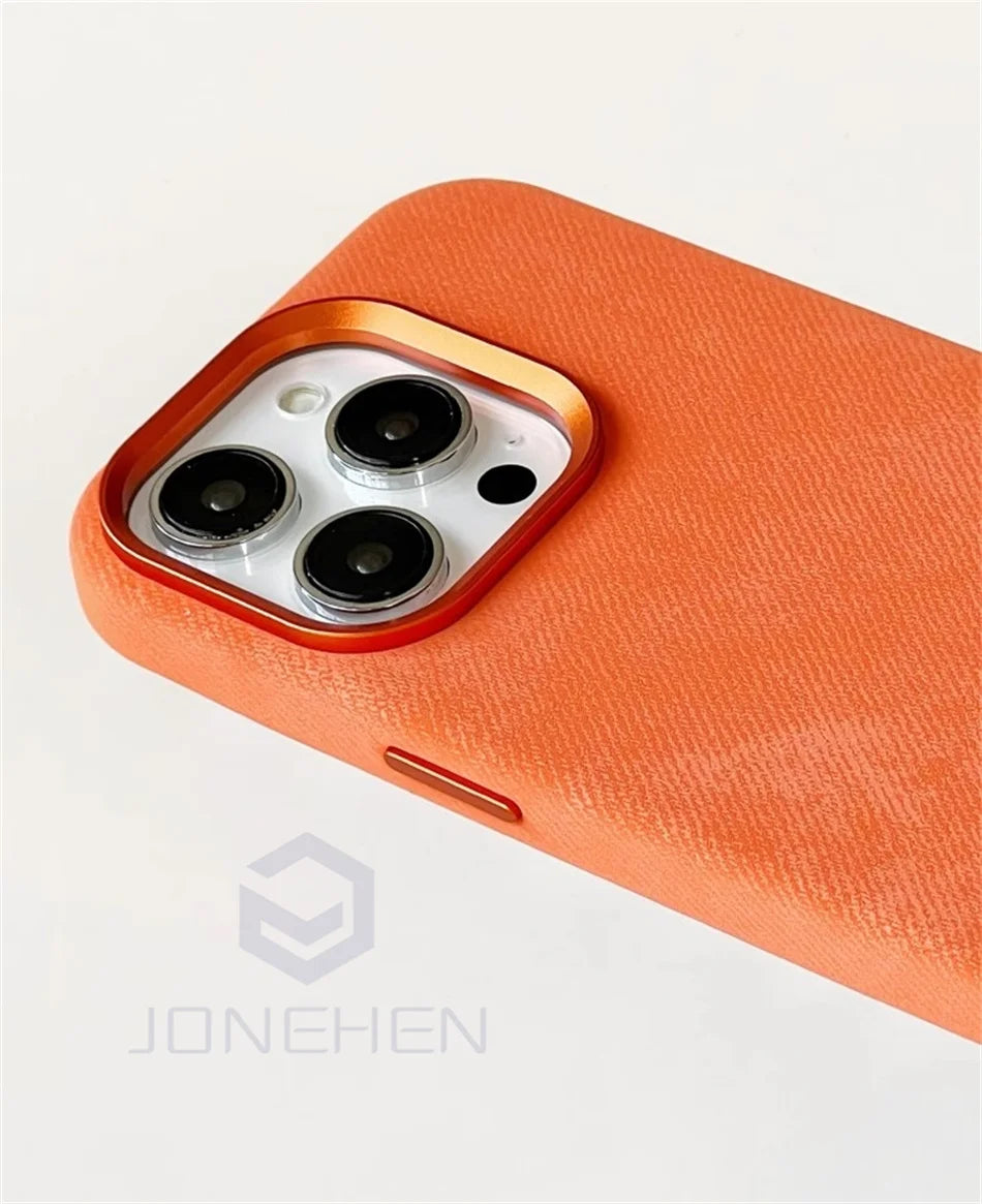 Magnetic Flannel Fiber Shockproof Leather Case For iPhone 15 14 Plus 13 16 Pro Max Slim Cover For Magsafe Wireless Charge Bag