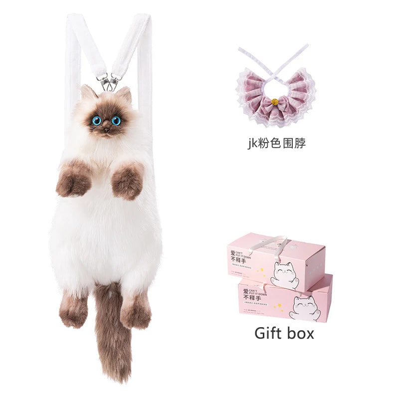Kawaii Siamese Cat Plush Backpack Soft Shoulder Bag